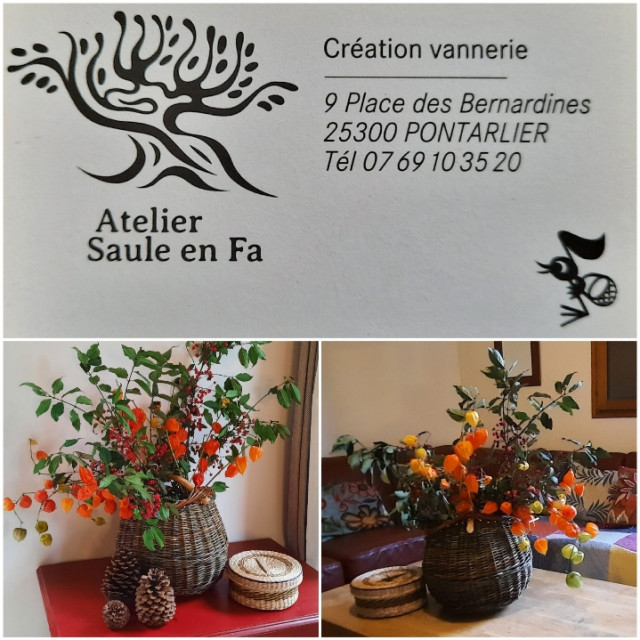 carte de visite et photos composition florale