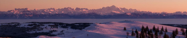 Paysage enneigé vue sur le Mont Blanc depuis le Mont d'Or