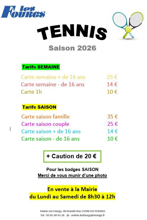 Tennis les fourgs 2026 - © Mairie Les Fourgs Tennis les fourgs 2026