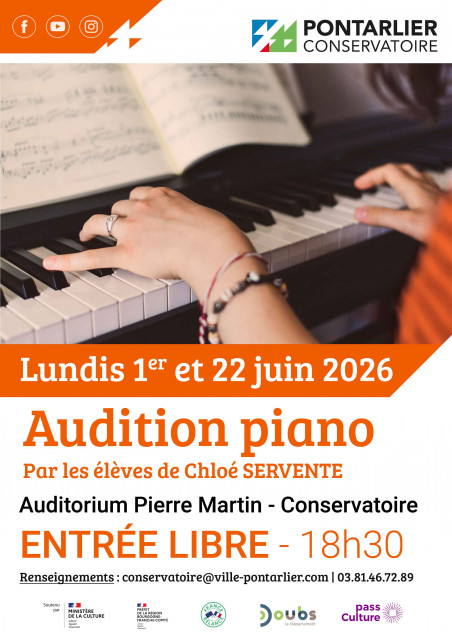 1 et 22 juin - audition piano - pontarlier