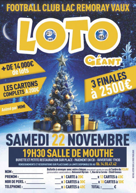 22- novembre - Loto Foot Remoray - Mouthe