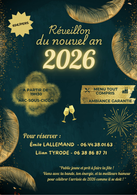 31 décembre - Réveillon - Arc sous Cicon