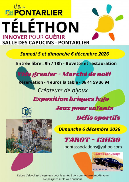 5 et 6 décembre - vide grenier téléthon - pontarlier