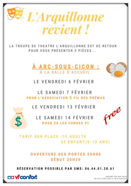 6 au 14 mars - Théâtre l'Arquillonne - Arc sous Cicon