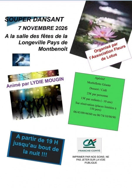 7 novembre - Souper dansant - Pays de Montbenoît