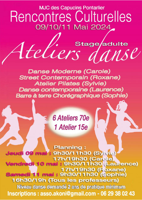 9, 10, 11 mai - ateliers danse - pontarlier