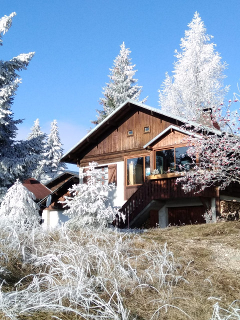 Chalet sous le givre