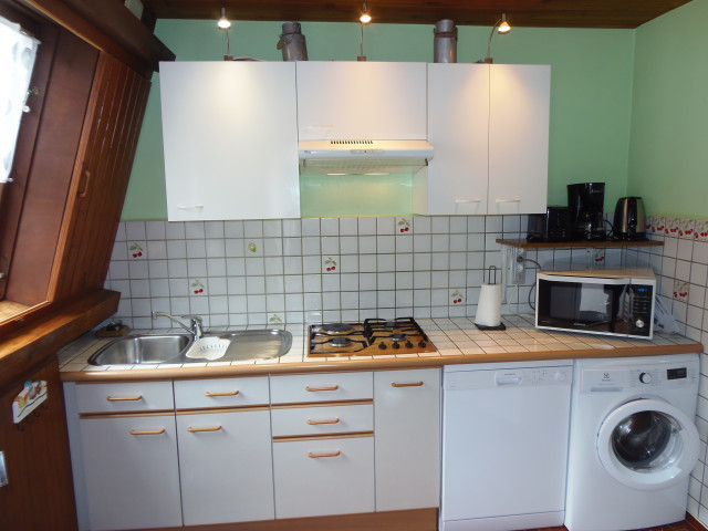 La cuisine avec linge et lave vaisselle ainsi qu'un four mixte