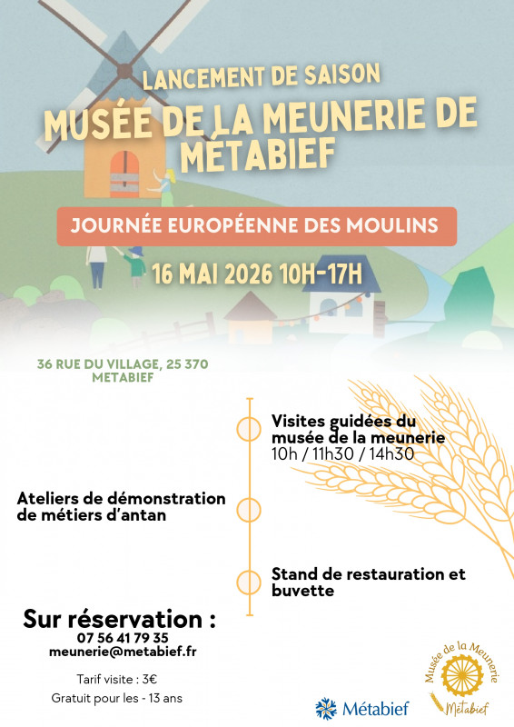 16 mai- Journée européenne des moulins - Métabief
