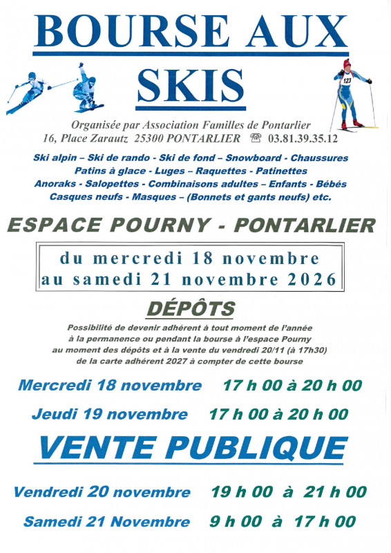 20-21 Novembre - Bourse au ski - Pontarlier