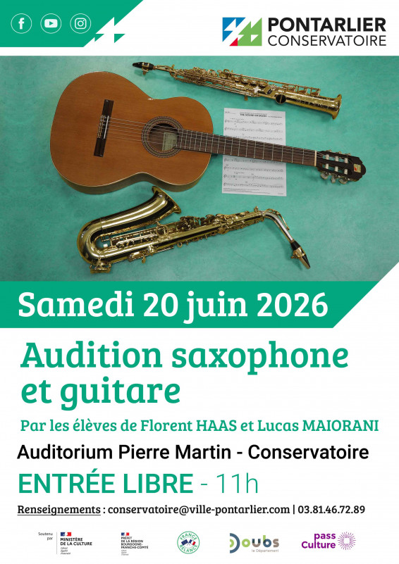 20 juin - audition saxo guitare - Pontarlier - © conservatoire 20 juin - audition saxo guitare - Pontarlier