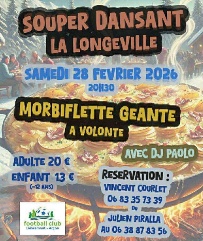 28 février - Souper dansant du foot - Pays de Montbenoît