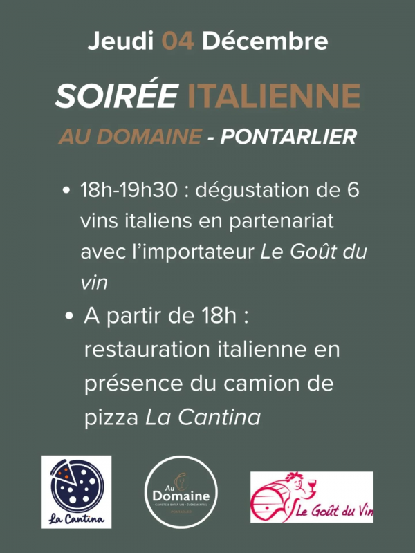 4 déc - Soirée italienne - Pontarlier