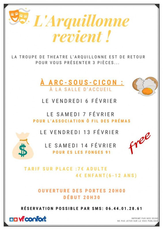 6 au 14 mars - Théâtre l'Arquillonne - Arc sous Cicon