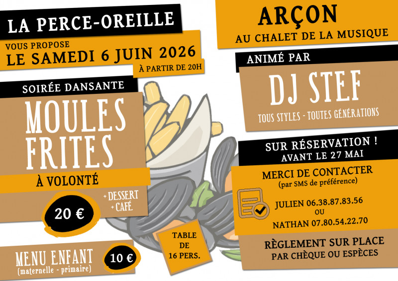 6 juin - Soirée moules frites - Arçon